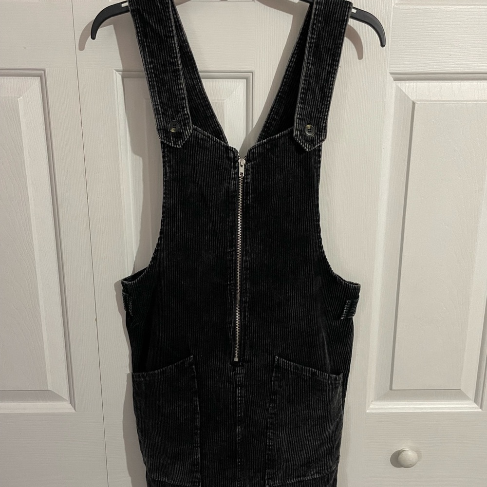 Black Corduroy Overall Dress